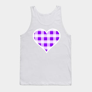 Purple and White Buffalo Plaid Heart Tank Top